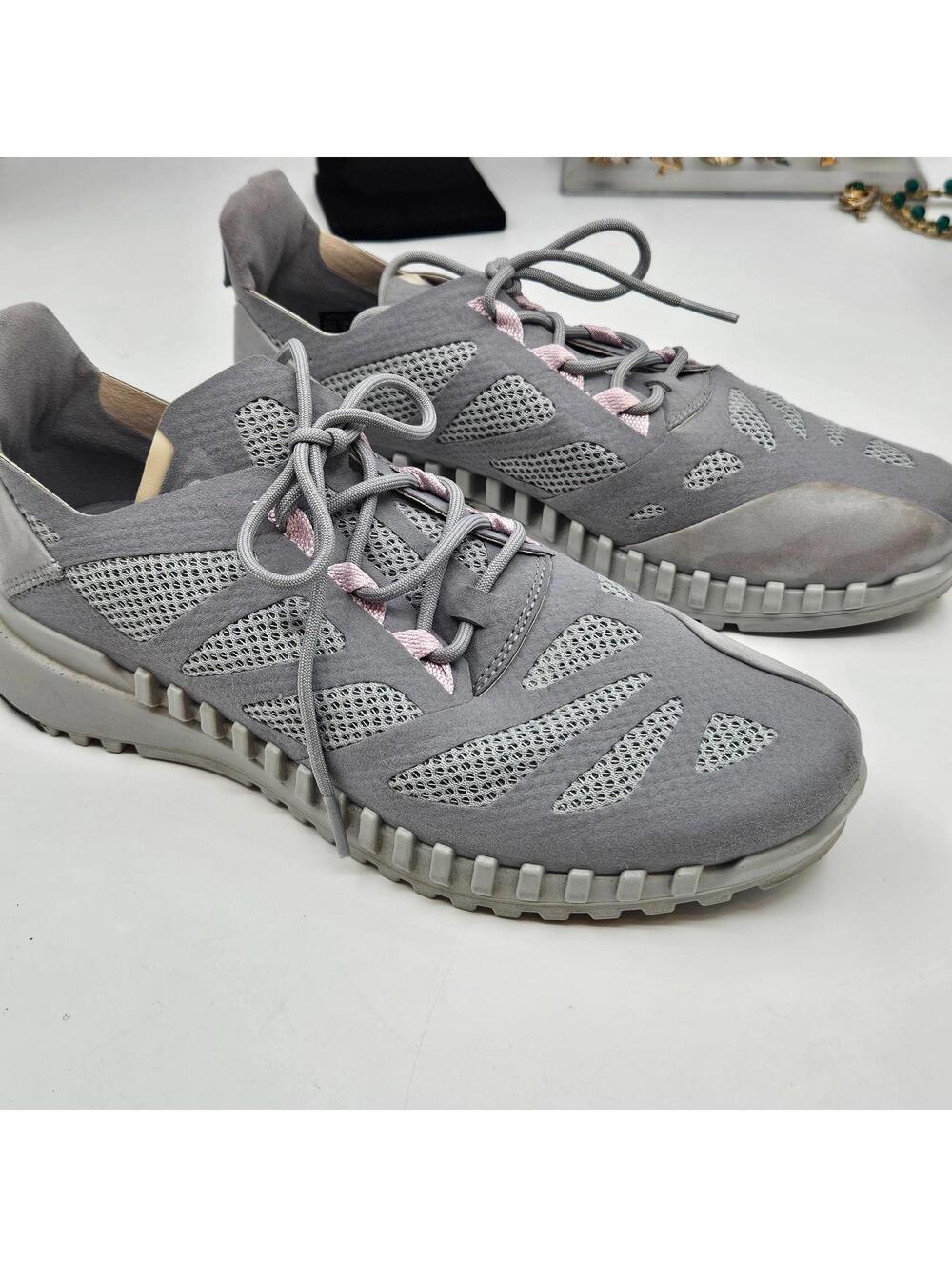ECCO ST.1 Hybrid Ladies Sneakers 7.5 / 38 Grey Blush Suede Mesh Comfort Walking
